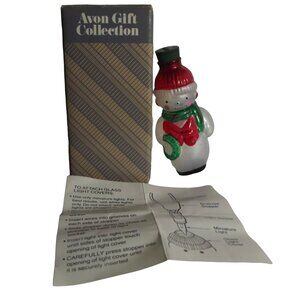 Vintage Avon Ornament Glass Light Cover Snowman 3.5 in